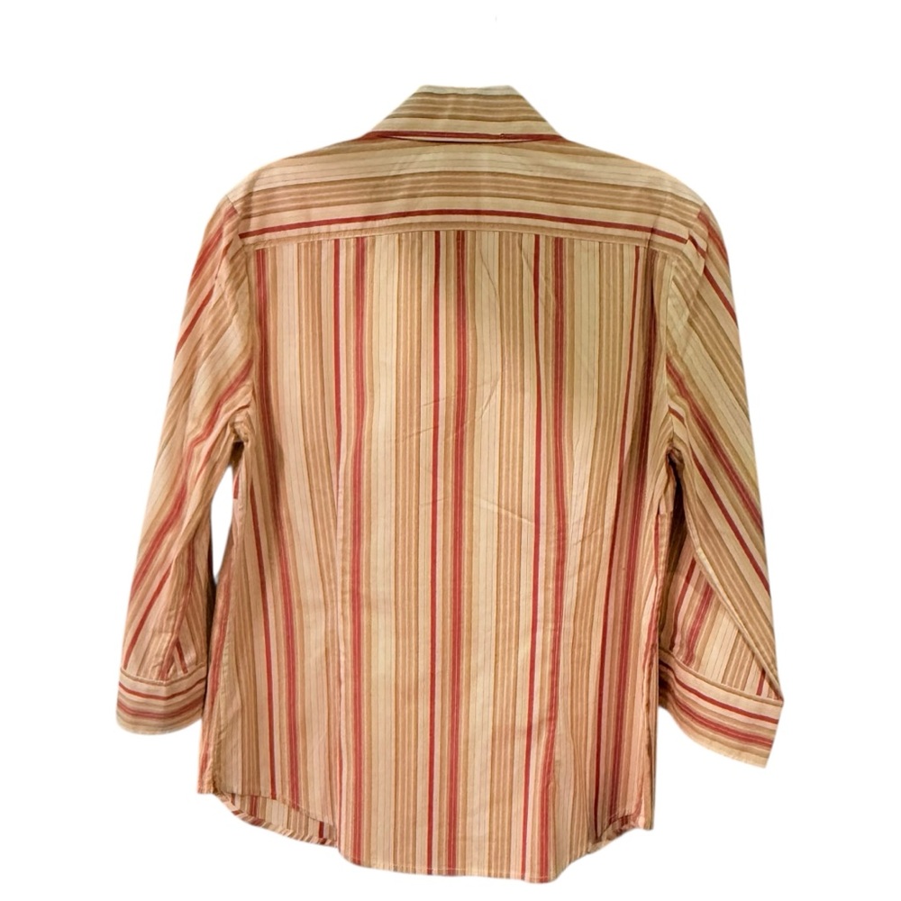 Gap Stretch Women's Button Down Vintage Beige Red… - image 2